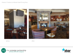 Feature Fireplace to Raised level Dining Area